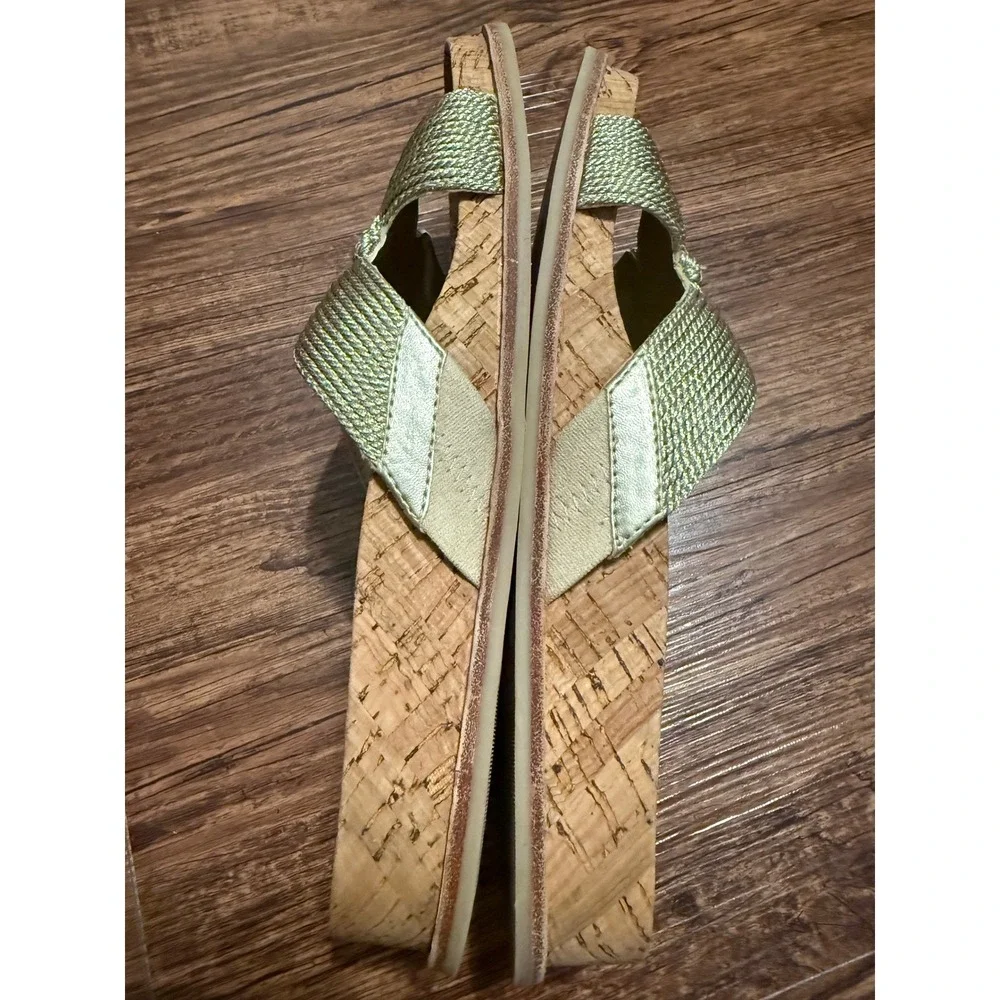 Dolce Vita Selda‎ Gold Braided Rope Cork Platform Wedge Slides Sandals Women's 8